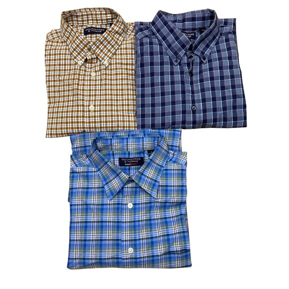 Roundtree & Yorke Mens Long Sleeve Button-Down Plaid Shirts 3 Pack L - Picture 9 of 11